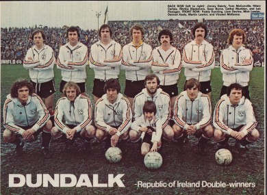 The Dundalk team for the 1979-80 season line out.