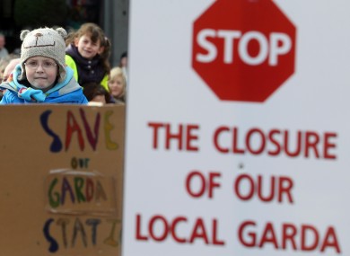 People at a demonstration protesting the closure of Stepaside Garda Station in Dublin.