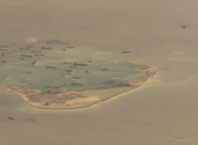 One of the artificial islands China is constructing.