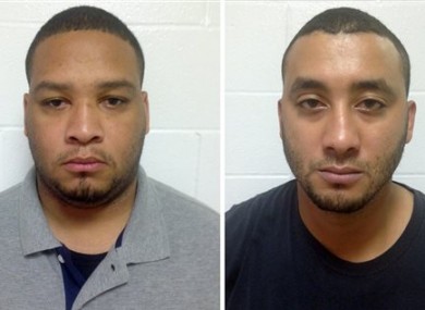 In this photo combination shows booking photos provided by the Louisiana State Police, Marksville City Marshal Derrick Stafford, left, and Marksville City Marshal Norris Greenhouse Jr.