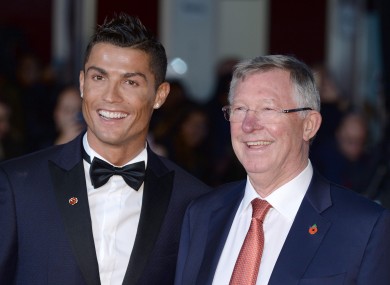 Ronaldo and Sir Alex Ferguson in London last night.