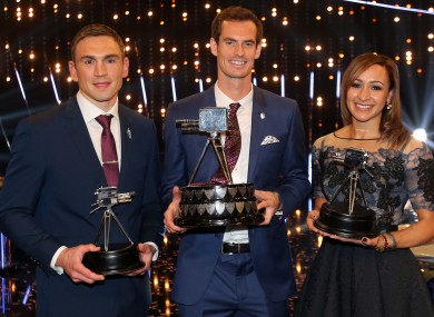 Winner of 2015 Sports Personality of the Year Andy Murray with Sports Personality of the Year Runner Up Kevin Sinfield and 3rd placed Sports Personality of the Year Jessica Ennis-Hill.