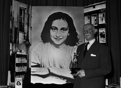 Dr Otto Frank, the family's only survivor, receives an award in 1971.