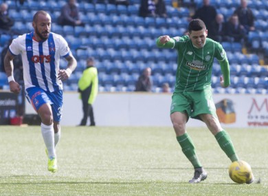 Rogic lets fly with Faubert watching on.