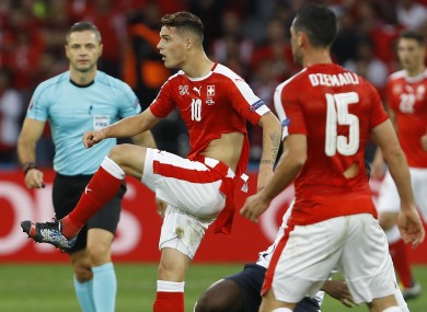 Switzerland's Blerim Dzemaili, right, and Granit Xhaka.