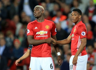 Manchester United's Paul Pogba and Anthony Martial.