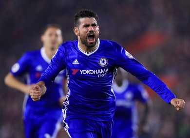 Costa celebrates his goal at St Mary's.