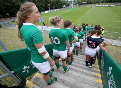 Ashleigh Baxter prepares to follow her Ireland team-mates onto the field in UCD this summer.