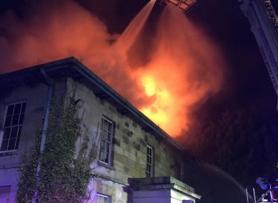 Firefighters working on the fire last night