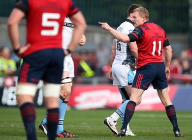 Keith Earls was sent off against Glasgow Warriors at Thomond Park on 22 October.