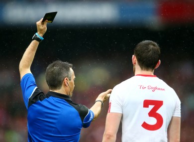 Tyrone's Ronan McNamee was shown a black card in the 2015 All-Ireland semi-final.
