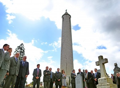 The grave of Eamon de Valera, next to the round tower at Glasnevin Cemetery.