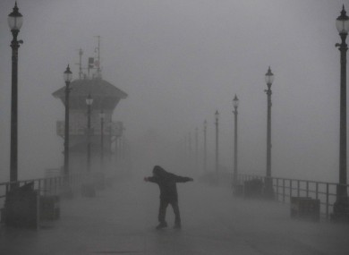 A Pacific storm is battering California at the moment. This picture was taken at Huntington Beach.