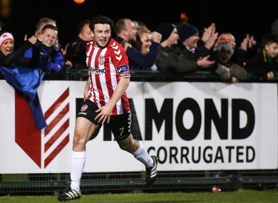 Derry's Barry McNamee celebrates a goal (file pic).