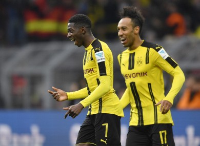 Demebele (left) with team-mate Aubameyang.