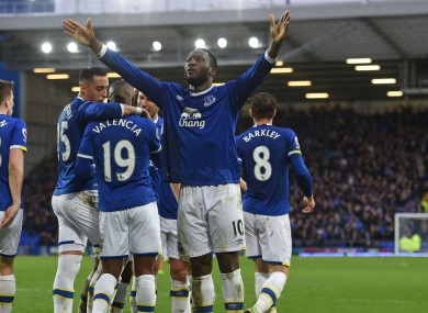 Romelu Lukaku celebrates scoring for Everton against Hull City
