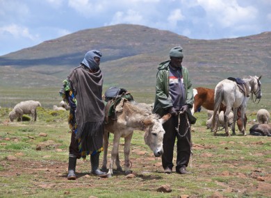 Sotho men in small village in Lesotho, Africa.