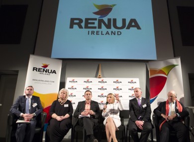 Renua party leader, John Leahy, alongside Mailo Power, Eddie Hobbs Ronan McMahon and Jonathan Irwin, CEO of the Jack and Jill Foundation at the launch of their party in 2015.