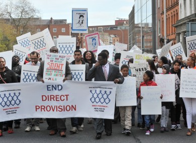 A protest against Direct Provision, unconnected to this court case.
