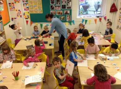 A principal's old office is being used as a Junior Infants classroom.