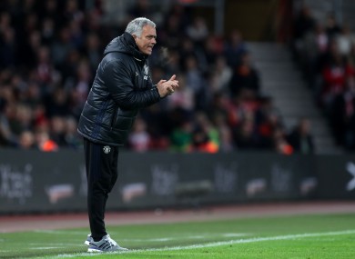 Manchester United manager Jose Mourinho during the Premier League match at St Mary's, Southampton.
