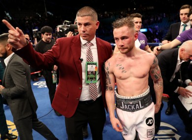 Carl Frampton after his defeat to Leo Santa Cruz in Las Vegas in January.