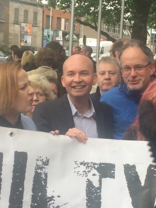 Paul Murphy (centre) with Ruth Coppinger and Mick Barry