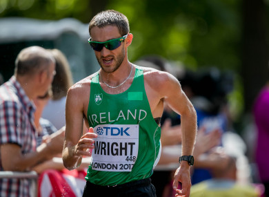 Ireland's Alex Wright during the Men's 20K Race Walk.