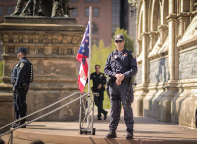 Ohio officers at a protest outside the Republican Convention in Cleveland in July this year.