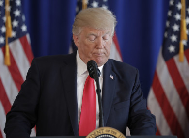 Trump addressing the media after the violence in Charlottesville