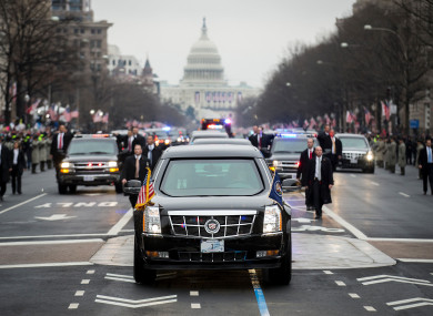 The Secret Service motorcade at Donald Trump's inauguration.