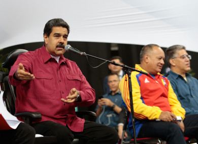 Venezuelan President Nicolas Maduro (L) speaking during a meeting with the 545 elected members of the National Constituent Assembly (ANC), in Caracas