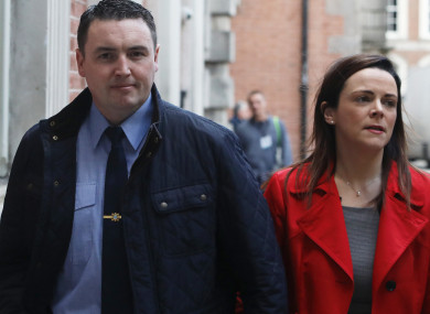 Garda whistleblower Keith Harrison with his partner Marissa Simms arriving at the Disclosures Tribunal in Dublin Castle.