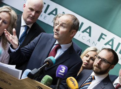 Fianna Fáil's Micheal Martin speaking to reporters in Longford today ahead of the party's think-in.