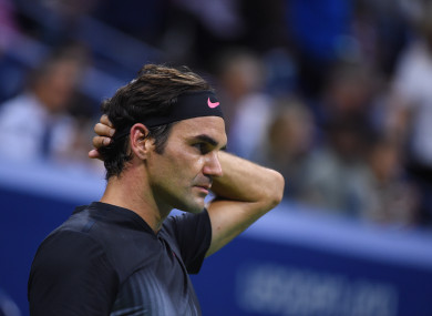 Roger Federer (SWI) plays his 1/4 final match at the 2017 US Open.