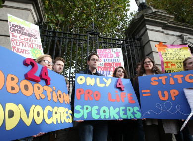 Members of the Pro-life Campaign outside Leinster House.