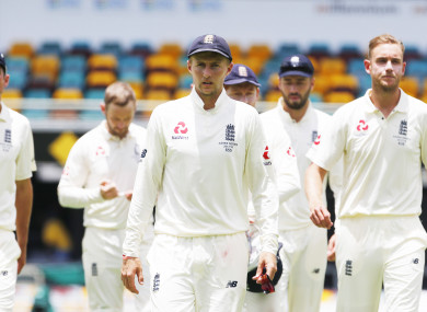 England's Joe Root walks off after defeat during day five of the Ashes Test match at The Gabba, Brisbane.