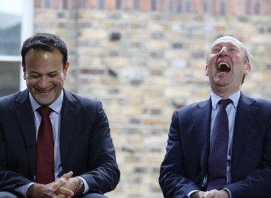 Taoiseach Leo Varadkar and Minister Shane Ross at an event earlier this month - not when they heard the good news about the poll.