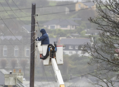 ESB crews restore power in Kinsale, Co Cork, after Hurricane Ophelia hit in October last year.