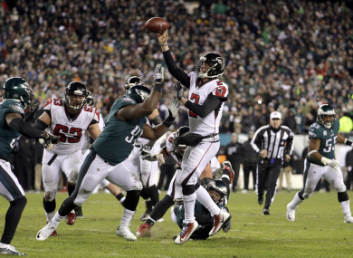 The Eagles defence had Matt Ryan under pressure all night.