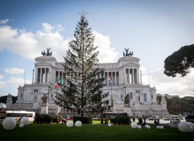 The tree, dubbed Spelacchio, at the Piazza Venezia in Rome.