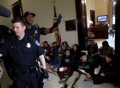 Students protest at the Florida state capitol building in the wake of the school shooting which left 17 dead.