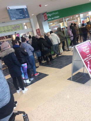 Queues outside post office in Clarehall, Dublin.