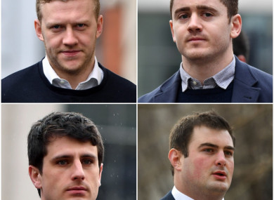 Top L-R: Stuart Olding, Paddy Jackson.
Bottom L-R: Blane McIlroy, Rory Harrison
