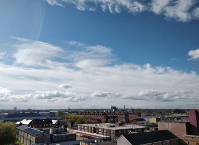 A blue sky over Dublin yesterday