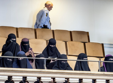 Women in niqab in the audience seats in the Danish Parliament at Christiansborg Castle in Copenhagen, Denmark