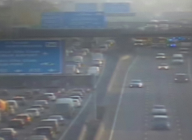 An image of the M50 tweeted by gardaí at about 7.15 am.