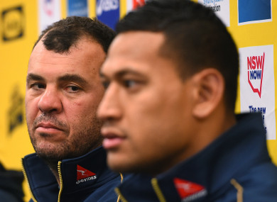 Cheika and Folau speak to the media (file).