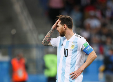 Lionel Messi dejected.