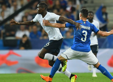 Paul Pogba in action for France against Italy